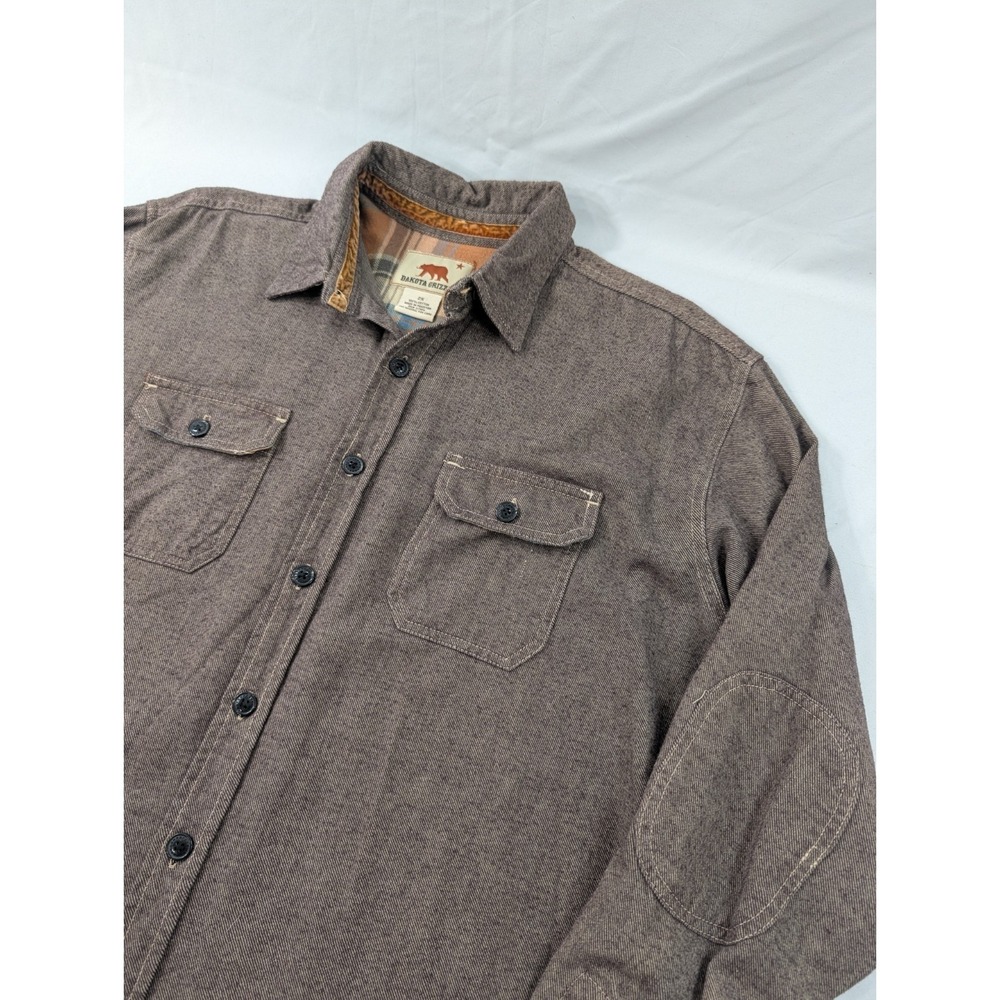 Dakota Grizzly‎ Flannel Shirt Men's XL Long sleeve Button Brown Elbow Patches
